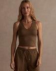 Teak Olive Marl Ruby Cropped Tank