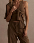 Teak Olive Marl Ruby Cropped Tank