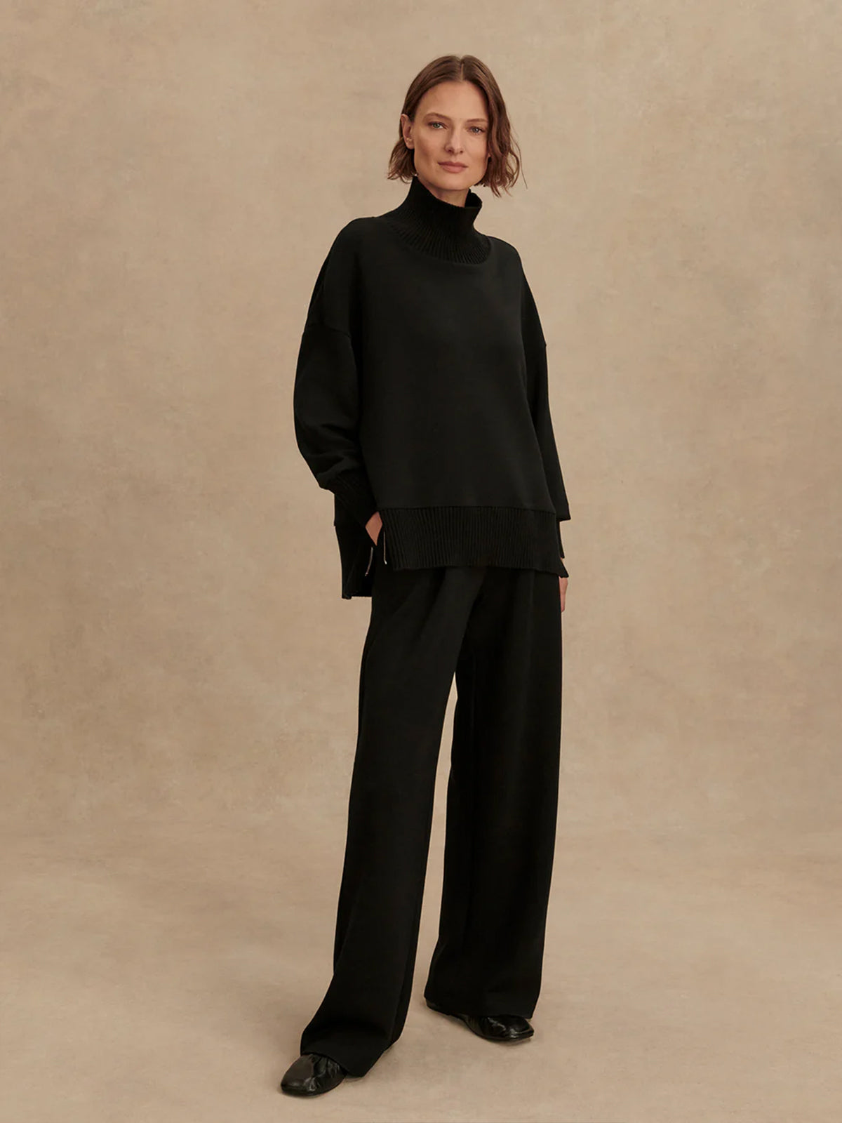 Black Barker High Neck Sweatshirt