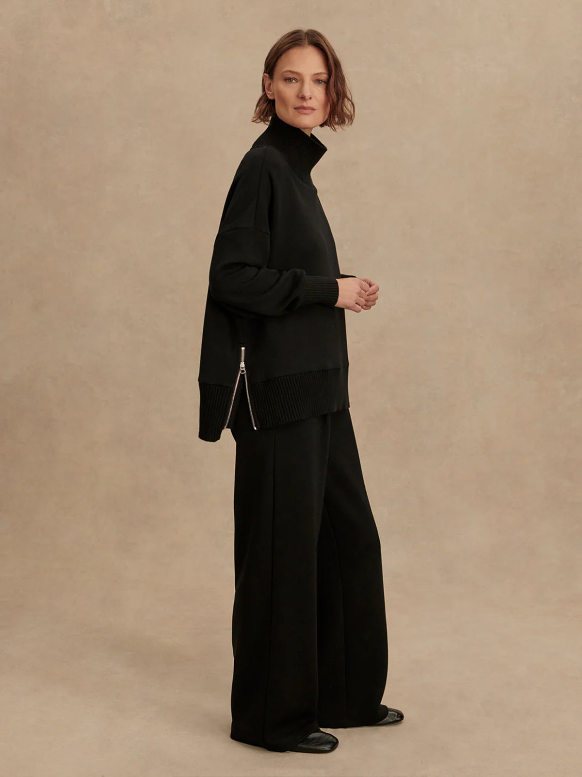Black Barker High Neck Sweatshirt