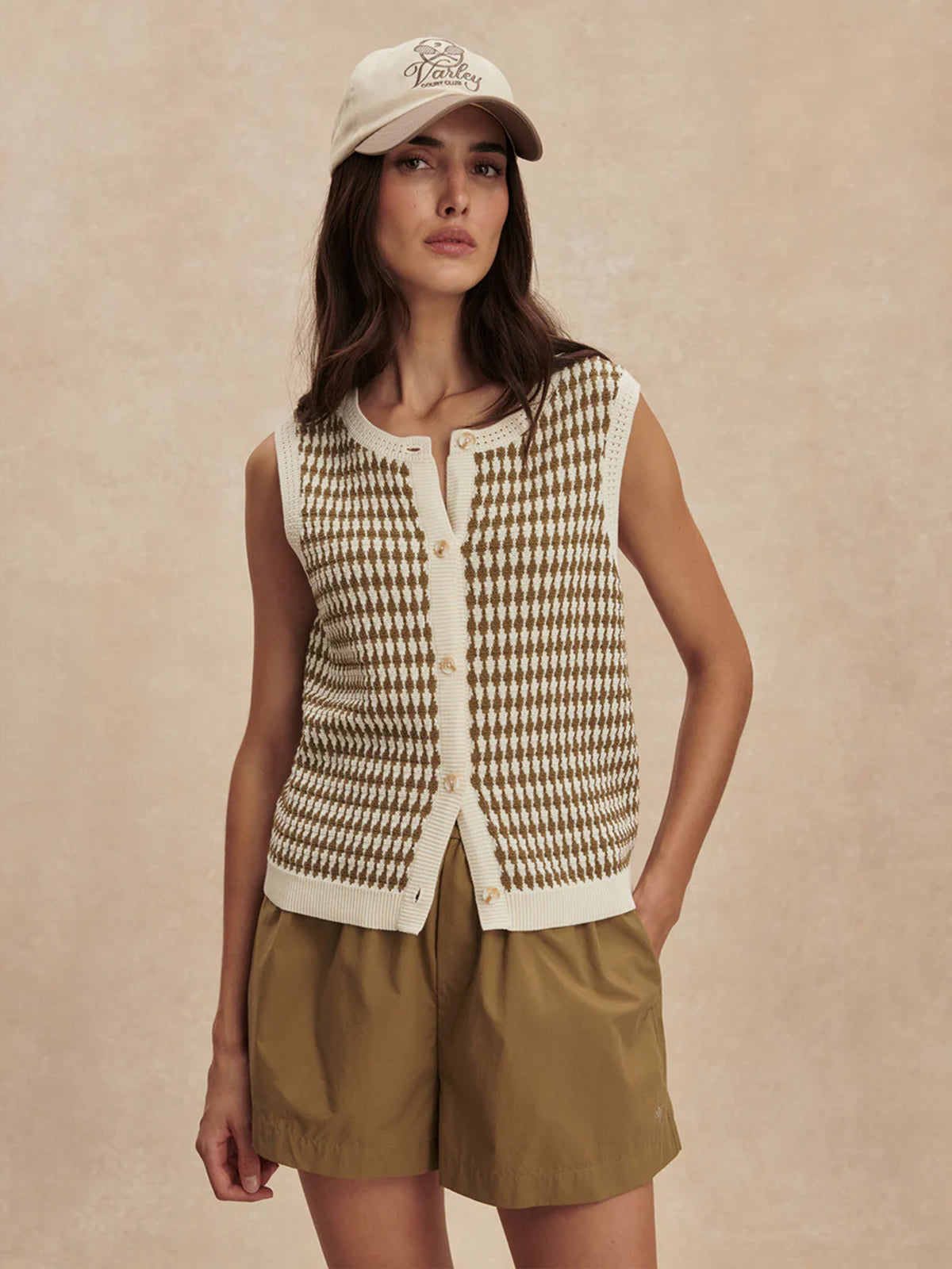 Egret/ Golden Olive Aura Knit Top