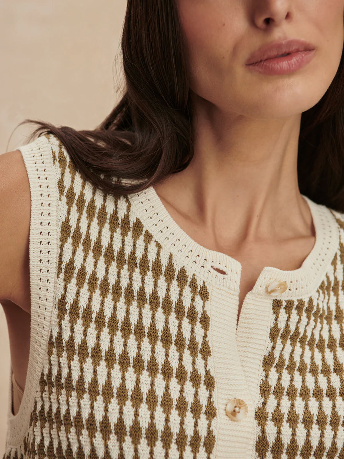 Egret/ Golden Olive Aura Knit Top