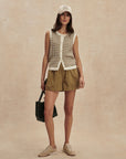Egret/ Golden Olive Aura Knit Top