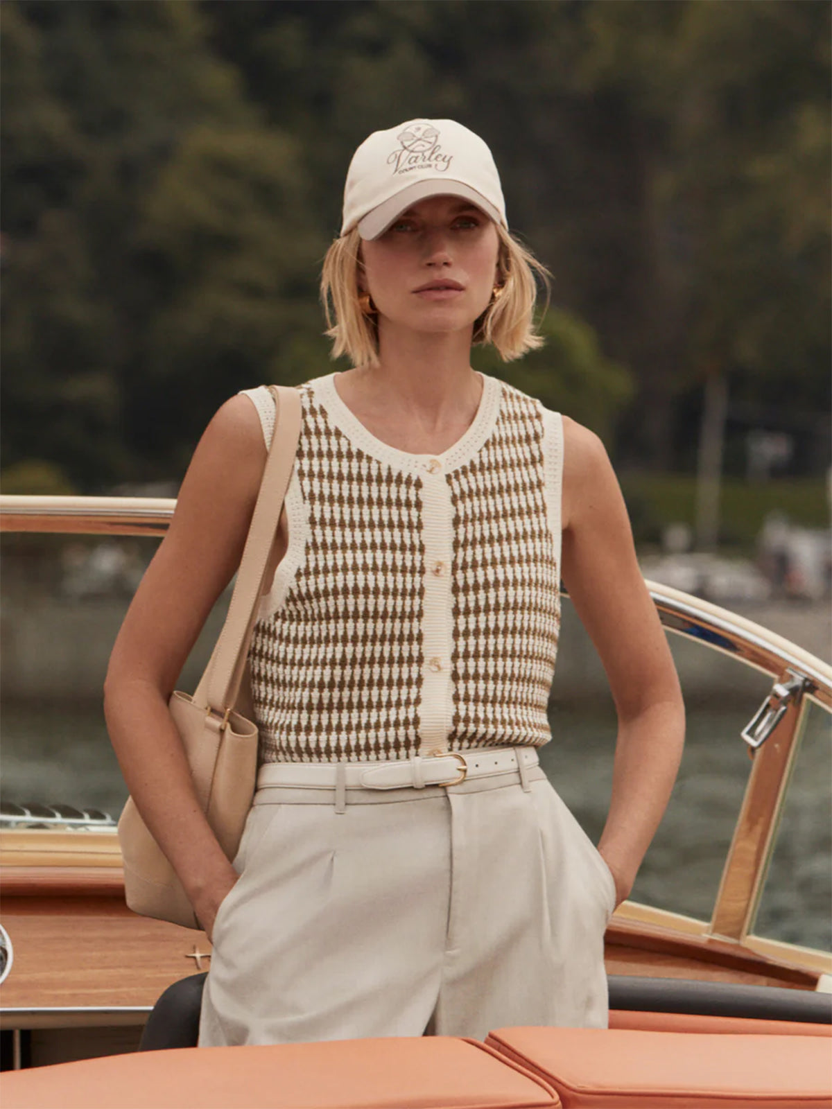 Egret/ Golden Olive Aura Knit Top