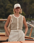 Egret/ Golden Olive Aura Knit Top