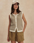 Egret/ Golden Olive Aura Knit Top