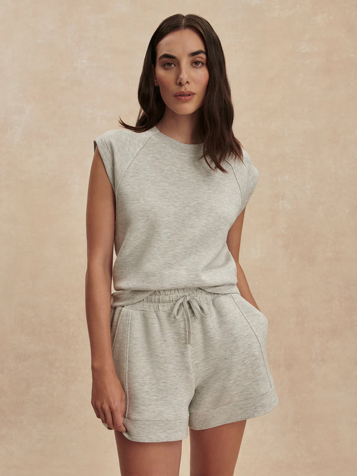 Light Grey Marl Atrium High Rise Shorts 4.5"