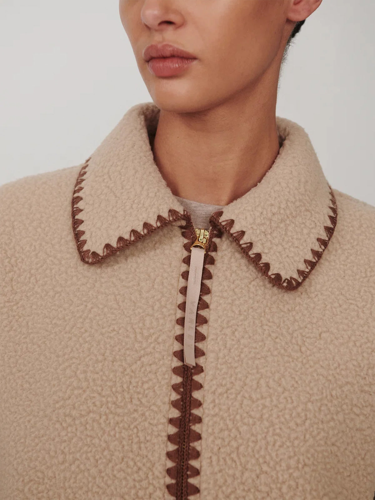 Light Taupe Ruiko Fleece Jacket