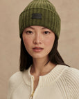 Mid Olive Marl Elva Chunky Rib Beanie