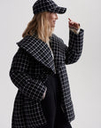 Black Mono Check Milla Wrap Jacket