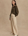 Olive Night Maura Half Zip Rib Knit