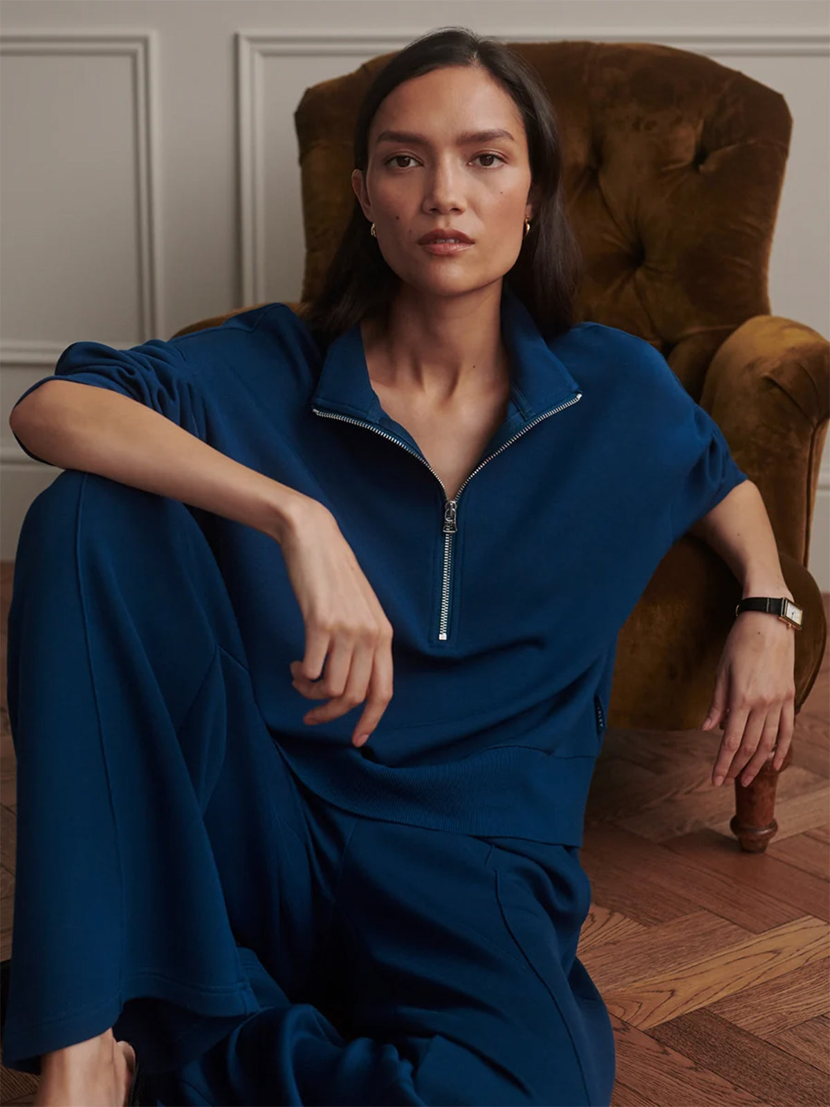 Sea Blue Mavis Mock Neck Sweatshirt