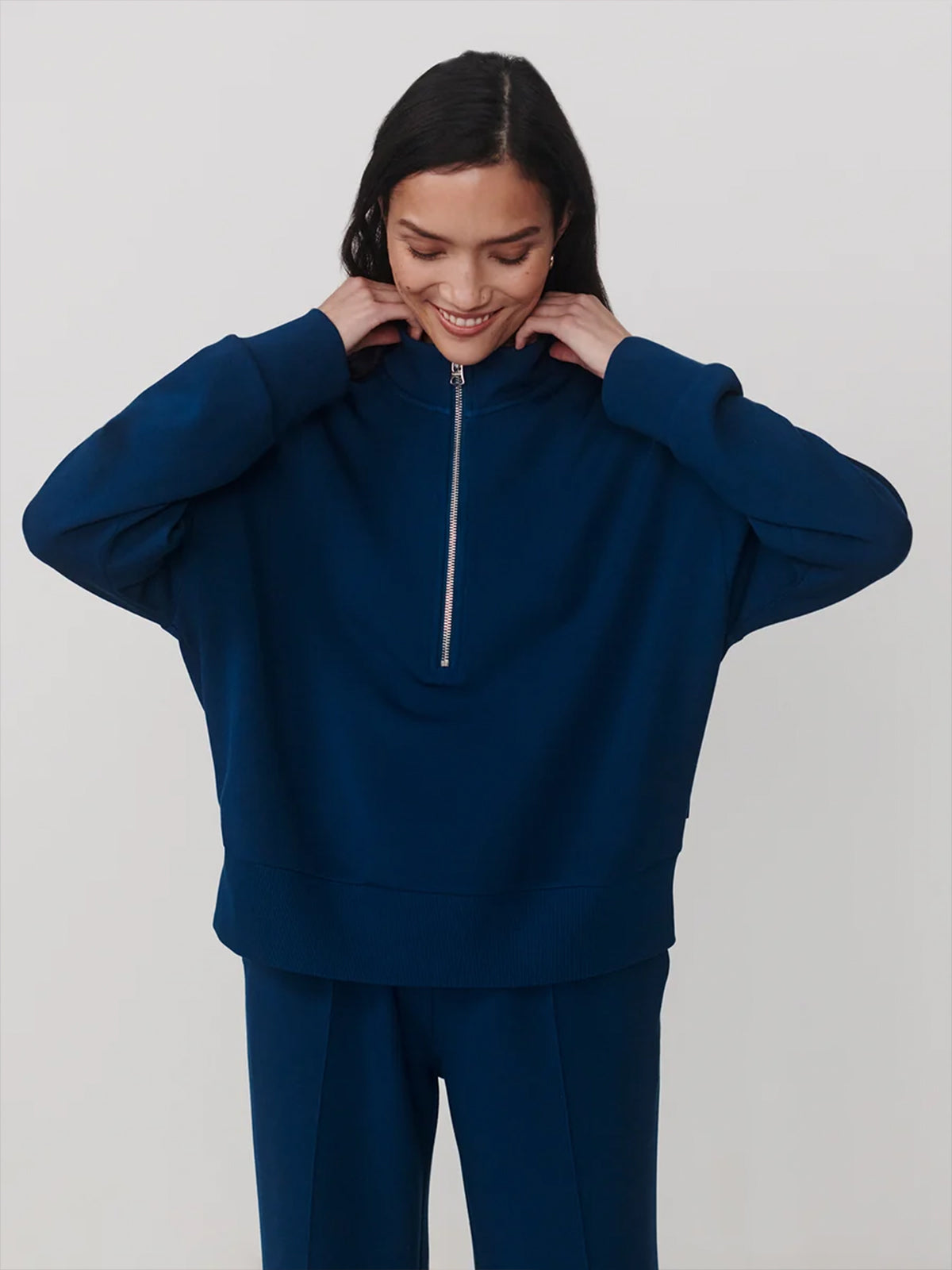 Sea Blue Mavis Mock Neck Sweatshirt