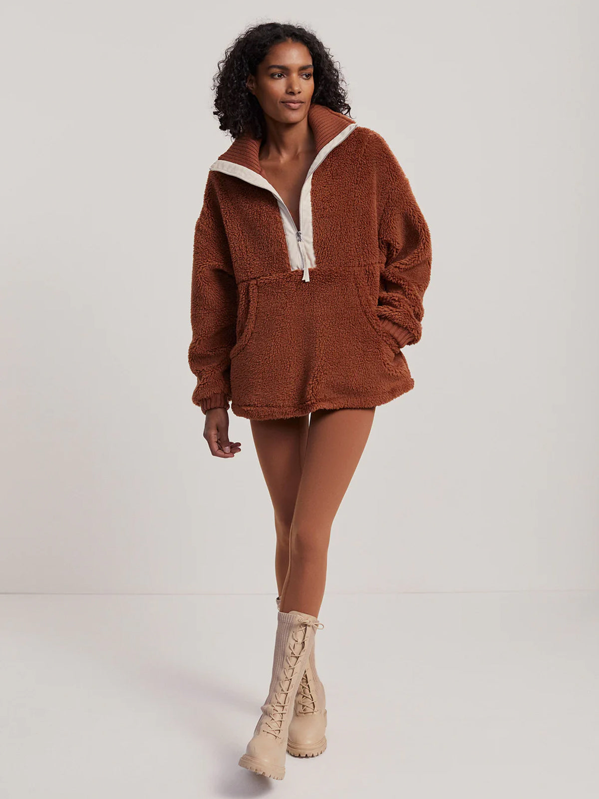 Tortoise Shell Posey Sherpa Pullover Jacket