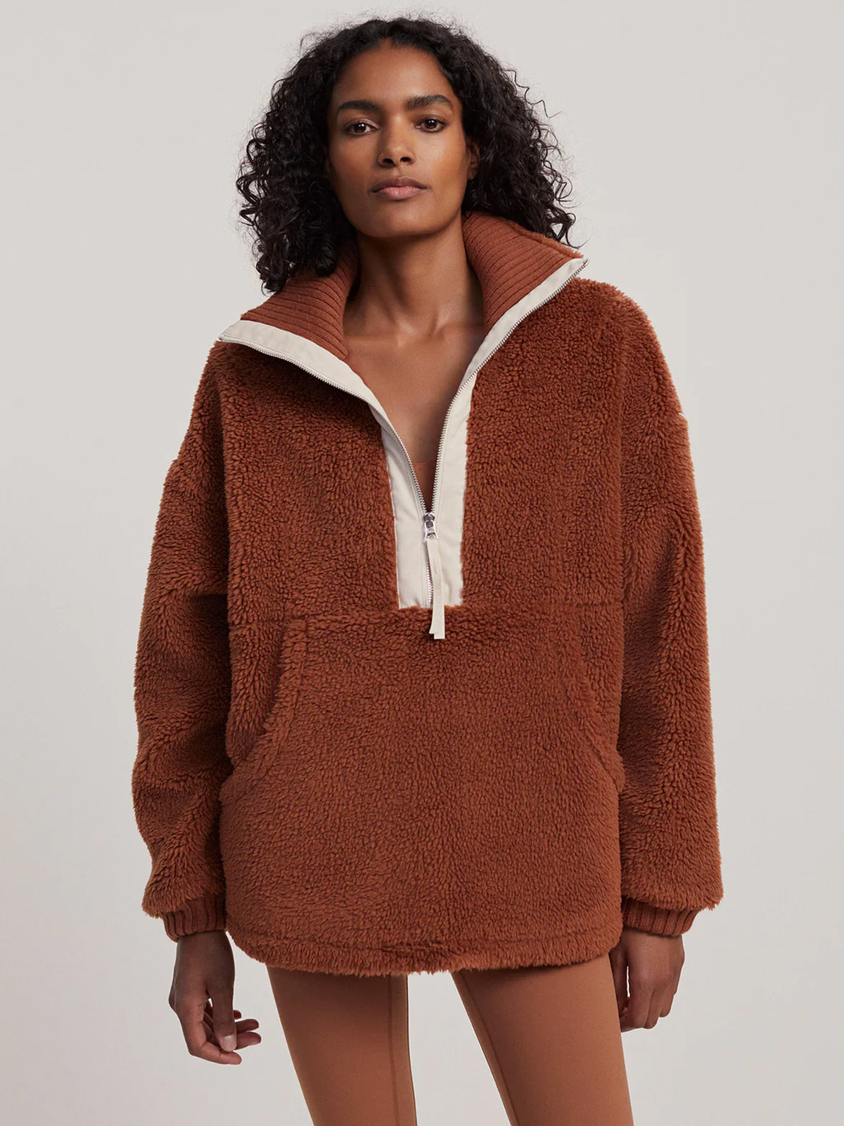 Tortoise Shell Posey Sherpa Pullover Jacket