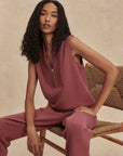 Wild Rhubarb Beau Sleeveless Half Zip Sweatshirt
