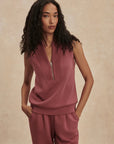 Wild Rhubarb Beau Sleeveless Half Zip Sweatshirt