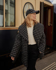 Black Mono Check Milla Wrap Jacket