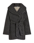 Black Mono Check Milla Wrap Jacket