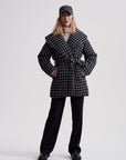 Black Mono Check Milla Wrap Jacket