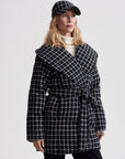 Black Mono Check Milla Wrap Jacket