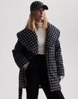 Black Mono Check Milla Wrap Jacket