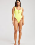 Cyber Lime Football Swimsuit