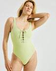 Cyber Lime Football Swimsuit