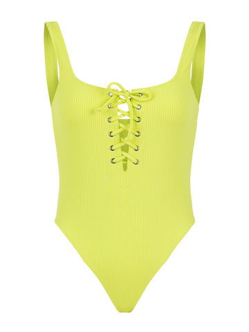 Cyber Lime Football Swimsuit