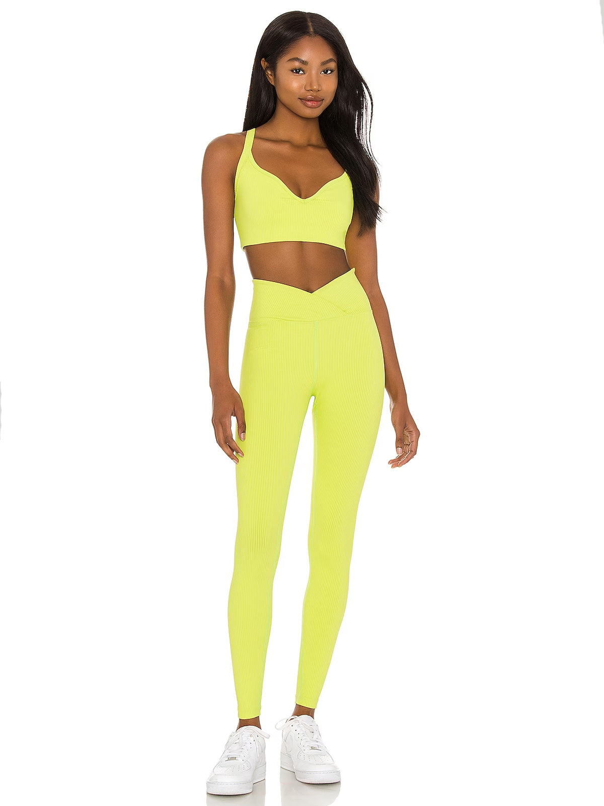 Cyber Lime Ribbed Veronica Leggings