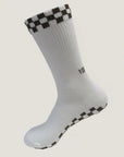 Chocolate Checkerboard Pilates Grip Socks