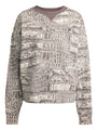 Almond Milk and Charcoal Crocodile Print Crewneck Sweatshirt