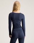 Navy Seamless Yoga TrueStrength Long Sleeved Top