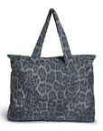 Carbon Grey and Black Leopard Print Packable Tote Bag