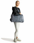 Carbon Grey and Black Leopard Print Packable Tote Bag