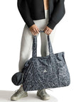 Carbon Grey and Black Leopard Print Packable Tote Bag