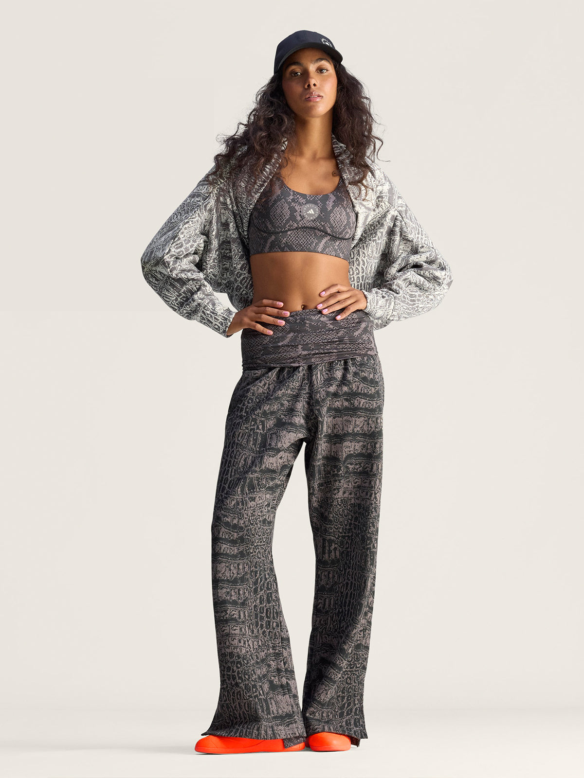 Charcoal and Black Snake Print Power Impact Training Bra