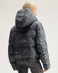 Dove Grey Carbon Leopard Short Padded Winter Jacket