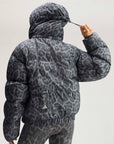 Dove Grey Carbon Leopard Short Padded Winter Jacket