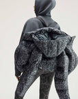 Dove Grey Carbon Leopard Short Padded Winter Jacket