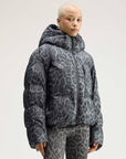 Dove Grey Carbon Leopard Short Padded Winter Jacket