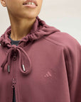 Quiet Crimson Zip-Front Hooded Sweatshirt