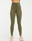 Olive Ribbed Football Leggings