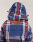Mystery Blue Check Mid Length Padded Winter Jacket