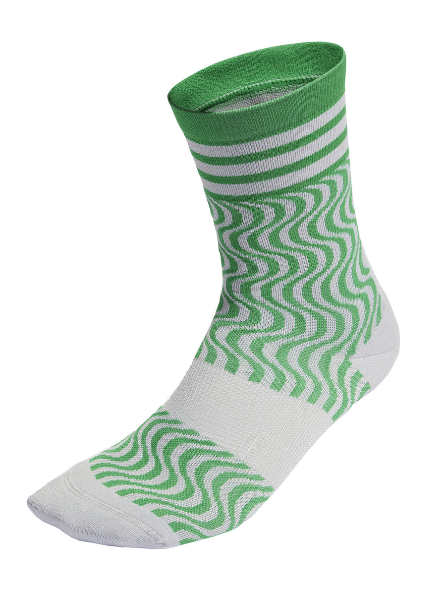 Green and White Crew Socks