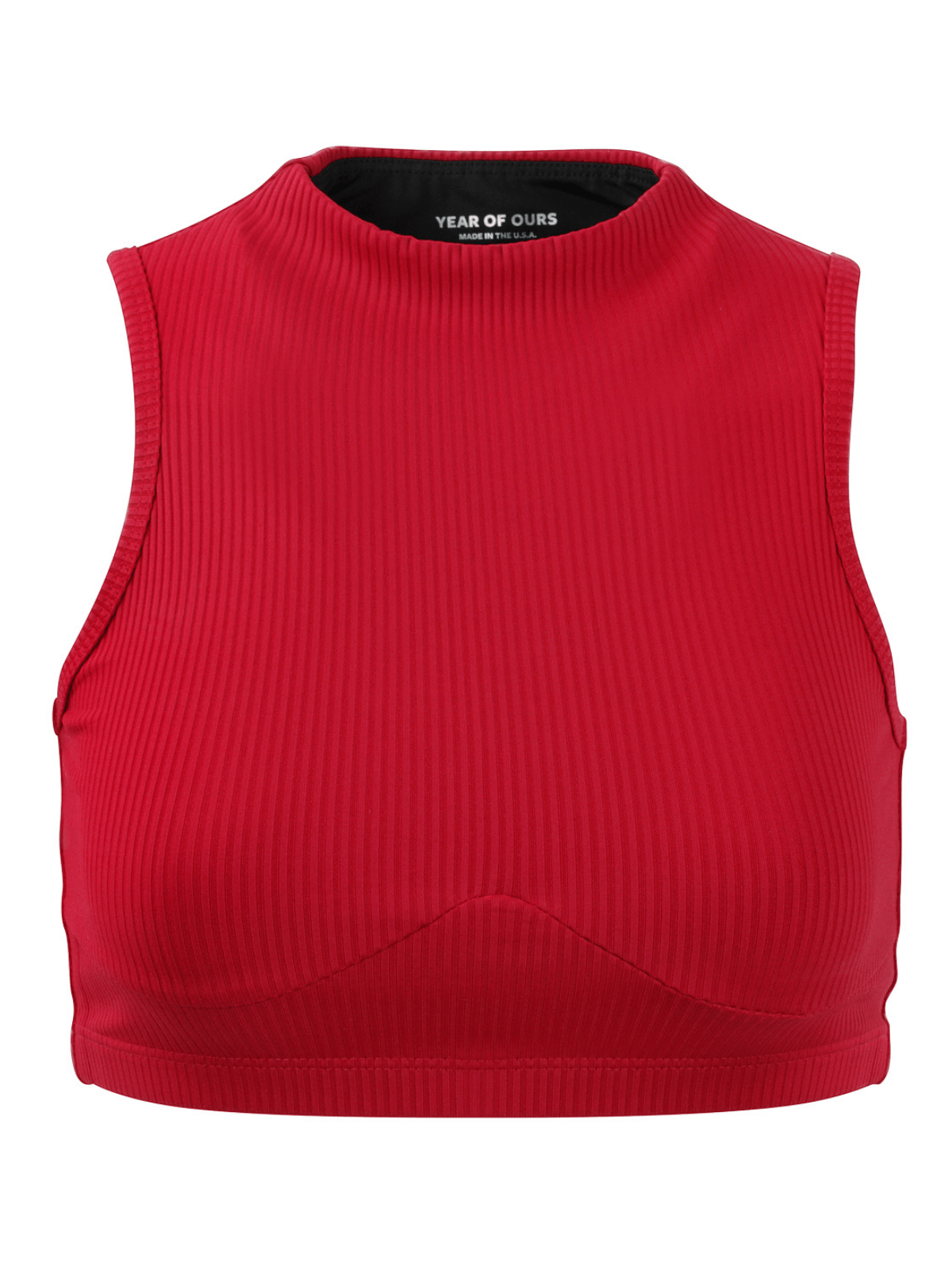 Red Ribbed Mockneck Sports Bra