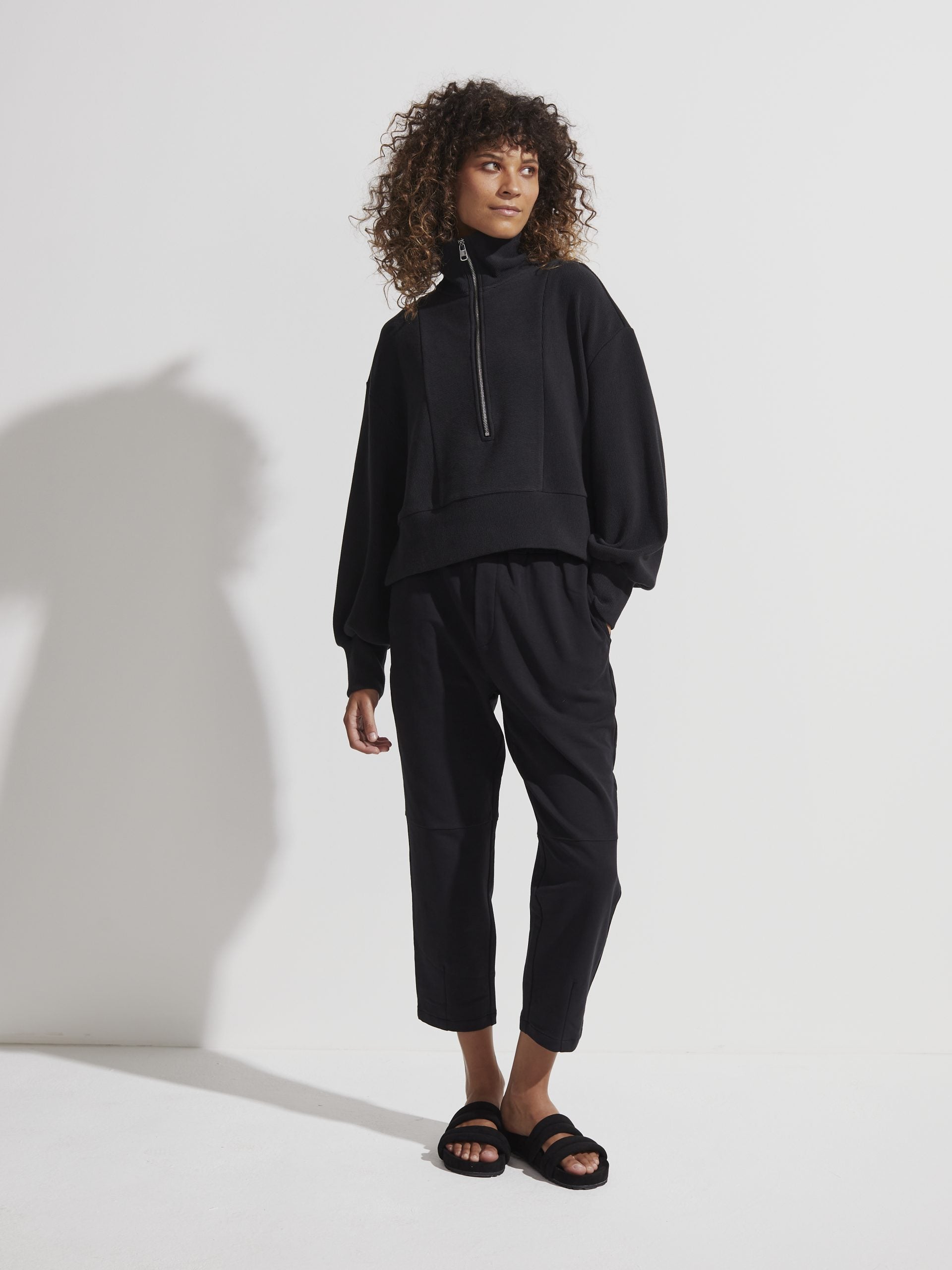 Black Ramona Half Zip Sweater
