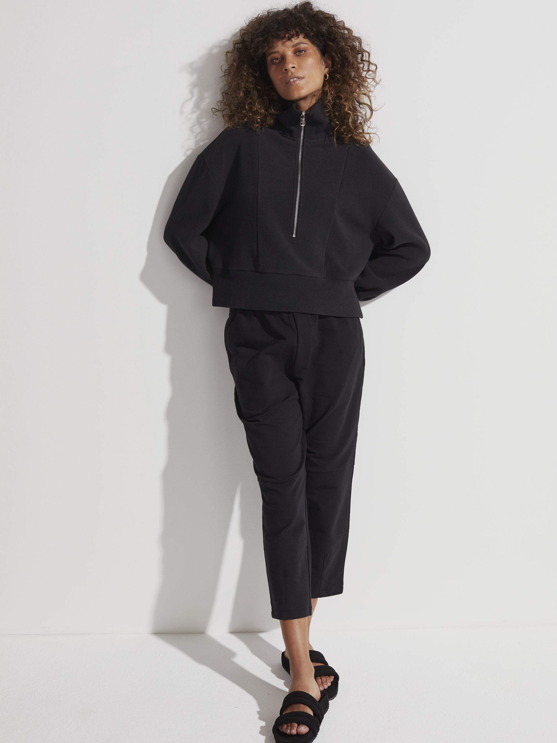 Black Ramona Half Zip Sweater