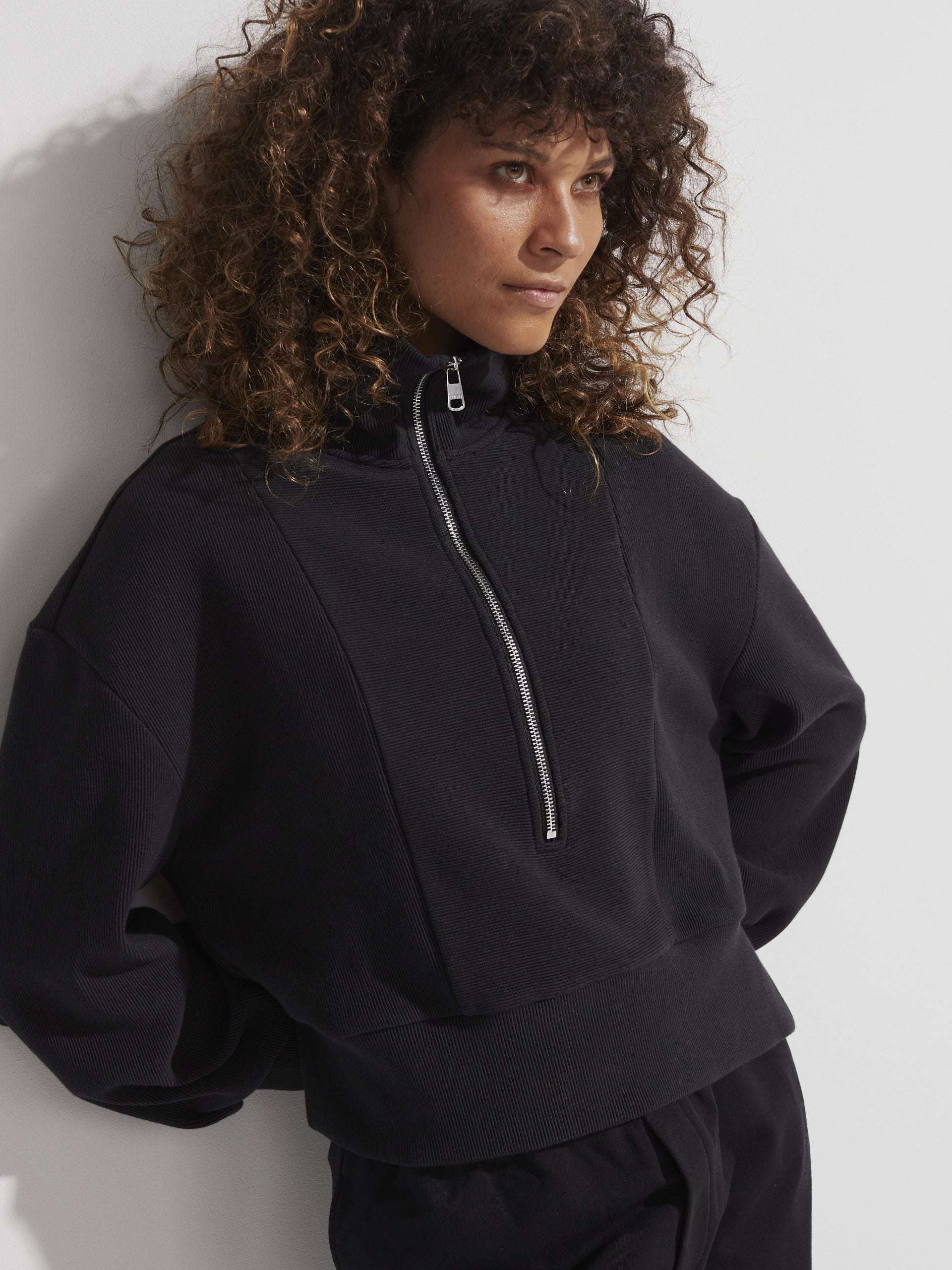 Black Ramona Half Zip Sweater