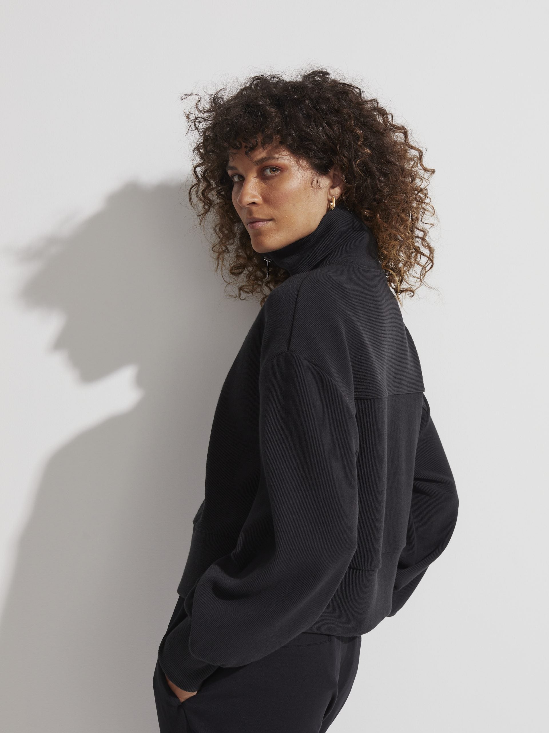 Black Ramona Half Zip Sweater